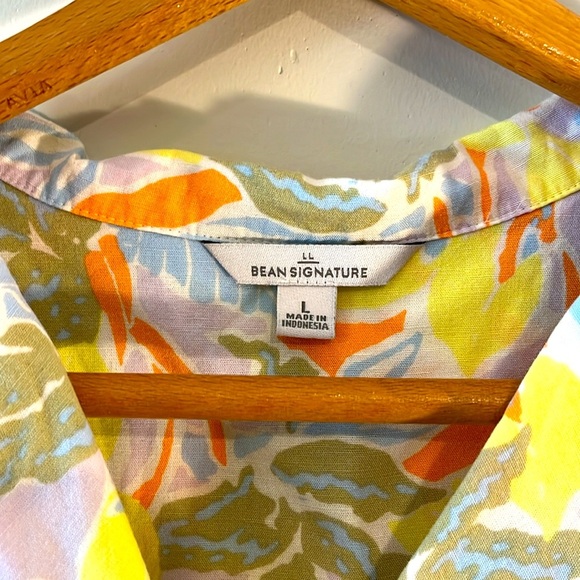 L.L Bean Lyocell Linen Short Sleeve Button Down Floral Spring Summer Hawaiian - Picture 4 of 6